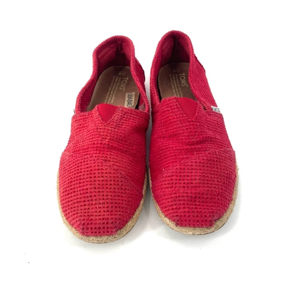 TOMS Freetown Classic Fuschia Perforated Espadrille Slip On Flat Shoe
